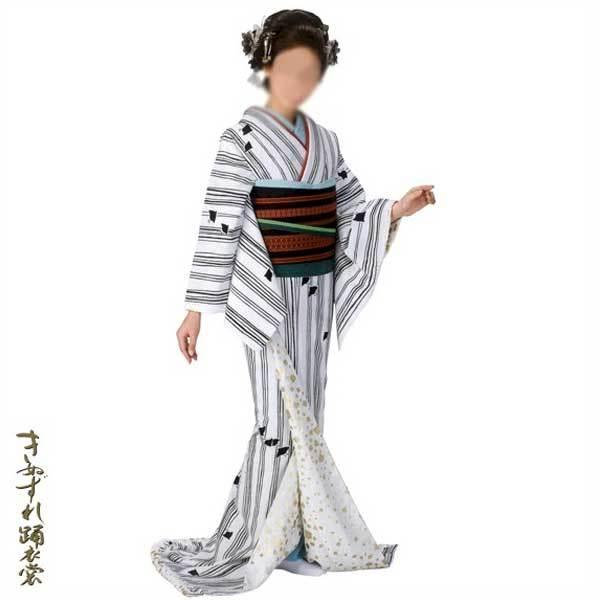 芸妓裾引き縞正絹二つ綿