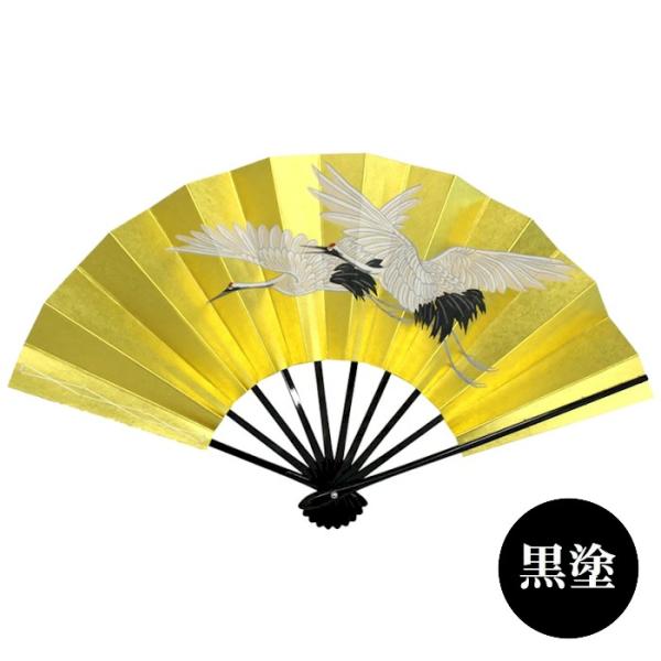舞扇子 祝儀舞 日本製 二羽鶴 両面同図柄 鶴 （te404 615） 9寸5分