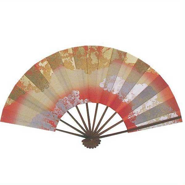 舞扇子 尺舞 日本製 手押し箔三ツ雲 ピンク （te433） 扇子箱付 舞踊