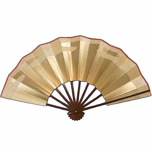 舞扇子 祝儀舞 金箔工雲 天朱 日本製 （te399 618） 9寸5分 扇子箱付
