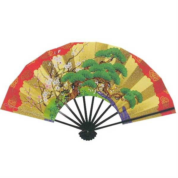 舞扇子 祝儀舞 日本製 松竹梅 両面同図柄 （te403） 9寸5分 扇子箱付