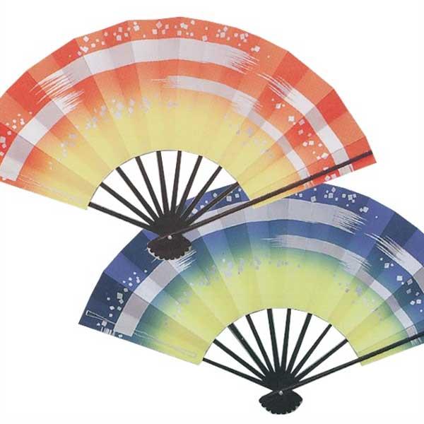 舞扇子 朱 青 シルバー 刷毛目 日本製 舞踊 扇子 舞扇 踊り （松1308