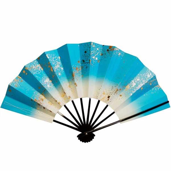 舞踊傘 青緑色と白のグラデーション 新品　センス　日本舞踊　きもの　おしゃれ 舞扇子 流水 青 黒塗り 日本製 日本舞踊 （g愛1206） 安い 舞扇