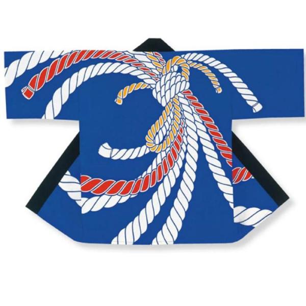法被 半纏 ブルー 縄 熨斗目 はっぴ ハッピ 祭 メンズ レディース （m若6232） よさこい まつり 祭り 大人 袢纏 １点までメール便可