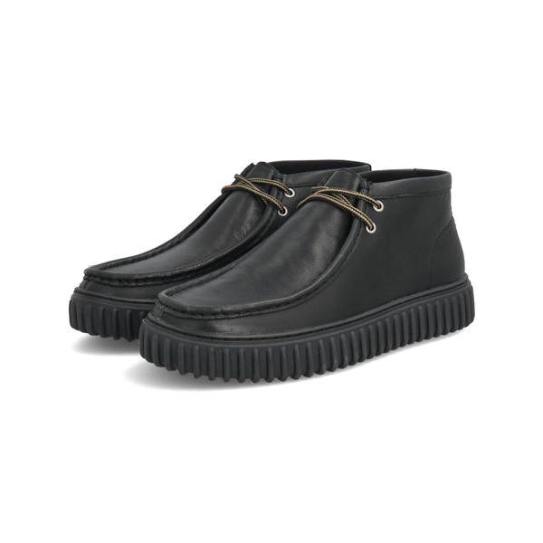 Clarks クラークス TORHILL HI メンズシューズ 厚底 ワラビーブーツ(トーヒルハイ) 26178264 ブラックレザー Clarks（クラークス） TORHILL HI メンズシューズ 厚底 ワラビーブーツ