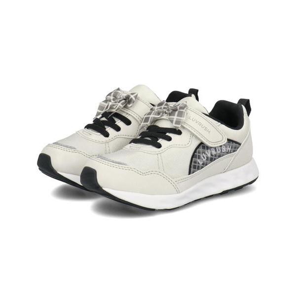 「もっと可愛く！もっと速く！女の子のスポーツシーンを足元から応援！」をコンセプトに誕生したラブラッシュ バイ スーパースター。大人っぽいモノトーンカラーのアッパーにキラキラのラメをあしらい、甲ベルトのリボンやチェック柄モチーフをトッピングし...