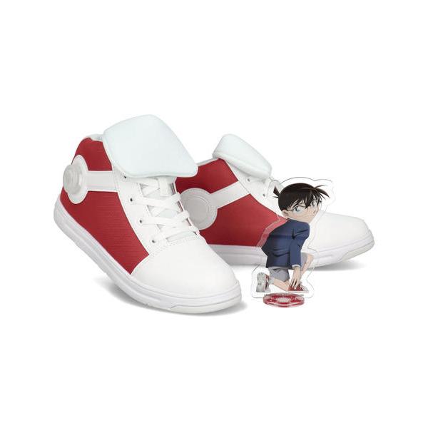 瞬足 シュンソク 名探偵コナン キック力増強シューズ 【アクリルスタンド付き/軽量】キッズ スニーカー 子供靴 ひも靴 シュンソクコナン001 レッド