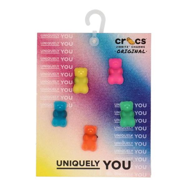 ジビッツホールのあるシューズに取り付け、自分だけのクロックスにカスタマイズ☆グミキャンディのような質感がキュートなキャンディベア。小ぶりでカラフルなクマたちが、クロックスをポップに彩ります。好きなモチーフで飾り付けた自分だけのクロックスでお...