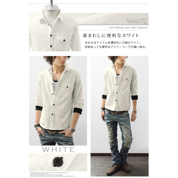 シャツ メンズ 七分袖シャツ コットン リネン 麻 ストレッチ 無地 7分