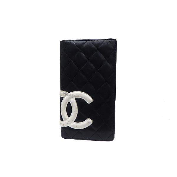 CHANEL シャネル 長札ファスナー付財布 カンボンライン ブラック 