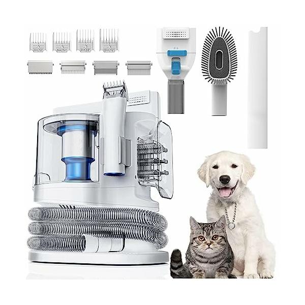 KLD ペットグルーミングセット 5 in 1多機能 犬用バリカン 三段階吸引