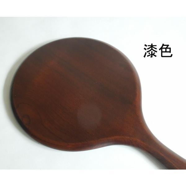 手鏡　化粧 木製　ハンドミラー　漆色仕上げ　 １４丸　2C-81