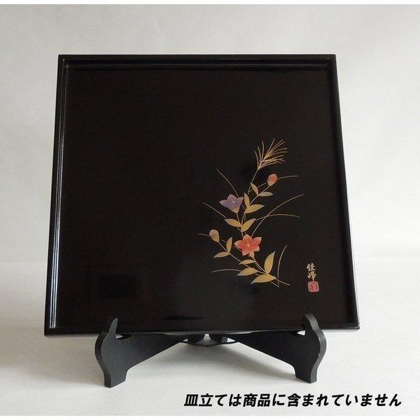 会席盆　黒　桔梗