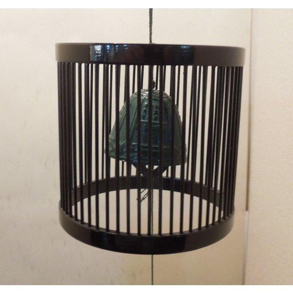 035 日本製 風鈴 竹千筋 風鈴 H 19 黒 短円筒 駿河竹千筋細工 ふうりん Epsi Rating Com