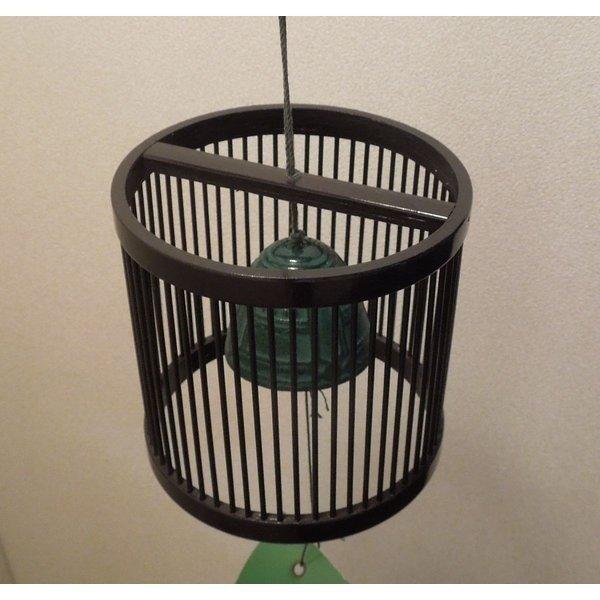 035 日本製 風鈴 竹千筋 風鈴 H 19 黒 短円筒 駿河竹千筋細工 ふうりん Epsi Rating Com