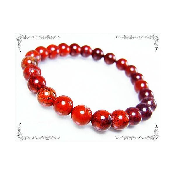 レッドジャスパー（赤碧玉）天然石ブレスレット 8mm玉 パワーストーン