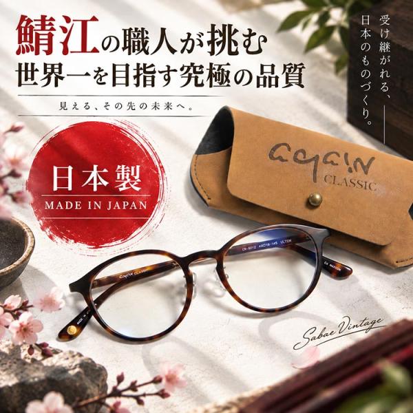 透明レンズ 日本製 サングラス ＼99,000円が76%OFF／ 鯖江の職人が挑む世界一を目指す究極の品質 AGAIN CLASSIC 紫外線99％カット 爆買