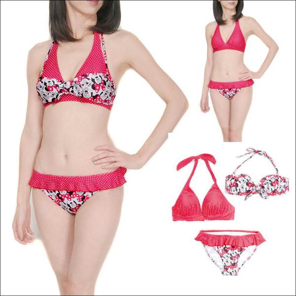 ミニーマウス ビキニ 3点セット水着 ディズニー レディース