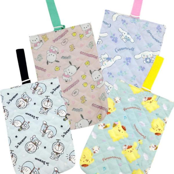 サンリオキャラクターキルトシューズバッグポチャッコ.シナモロール.ポムポムプリン.ドラえもんアイロン接着のネームラベル付きで通園、通学に便利なマルチケース。【サイズ】約W20×H27ｃｍ【素材】ポリエステル100％4930972546137...