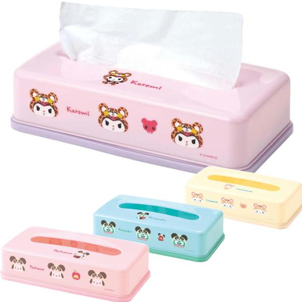 人気キャラクターサンリオのソフトパックティッシュ用のティッシュケース。ソフトパックのティッシュペーパーを収納できるティッシュぺーパーボックス205×105×50mmまでが収納できる本体を外して底板にパックを置き、本体を被せるだけで簡単上部の...