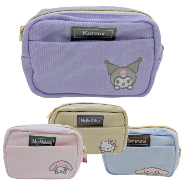 サンリオの人気キャラクター刺しゅうのかわいいキャンバス地ポーチマチが広くコスメや小物を入れるのにぴったりのサイズ感爽やかなパステルカラーとキャラクターのワンポイント刺繍がかわいいシンプルなデザインで大人でも持ちやすい カラー帆布シリーズです...