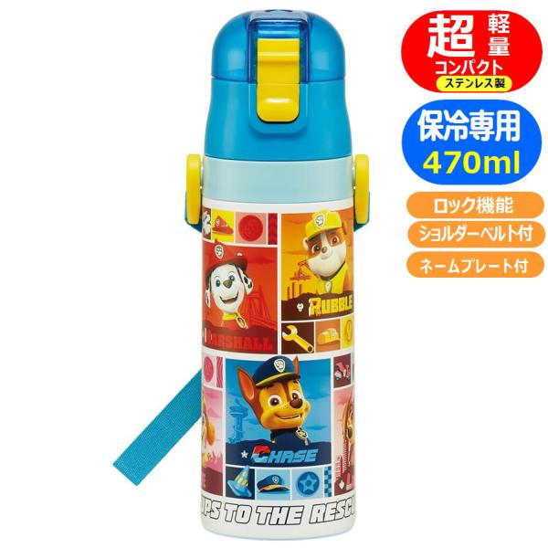 ステンレスボトル パウ・パトロール SDC4 スケーター 25 ロック付 ダイレクト 軽量 スポーツボトル アニメ キャラクター 直飲み 水筒 470ml
