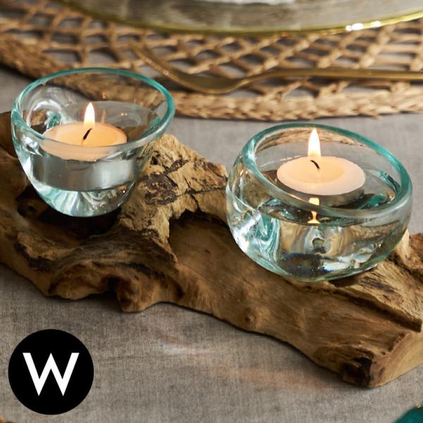 キャンドルホルダー ガラス 古木 インテリア オブジェ キャンドル