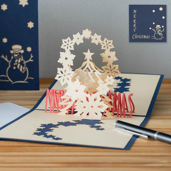 クリスマスカード 立体 ポップアップ クリスマスツリー 飛び出す 3D メッセージカード おしゃれ かわいい シンプル ギフト レター カード アジアン 51374