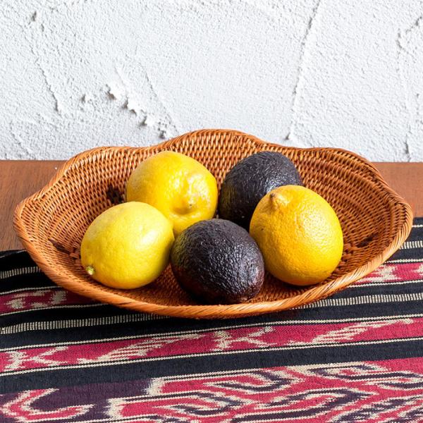 アタ 楕円形バスケット 中型 黒い模様入り アタ 楕円形バスケット 中型