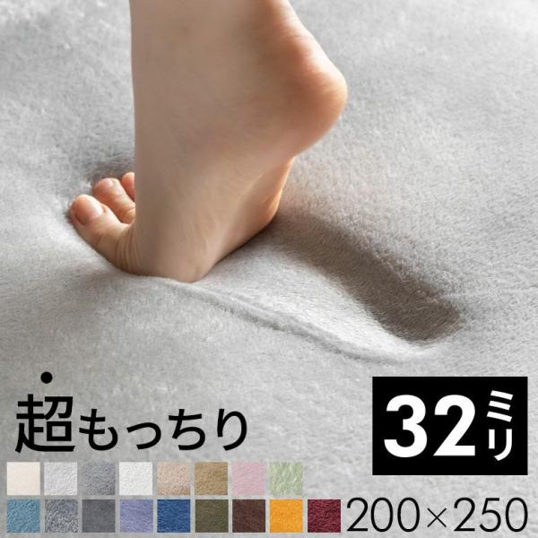 ■サイズ(cm)約 W 200 × D 250厚み：約 3.2cm毛足の長さ：約 0.5cm※多少サイズは前後します。■重量約 6.5kg■素材＜表面＞ポリエステル100%＜中材＞ウレタンフォーム 25mm＜裏面＞不織布（滑りにくい加工）■...