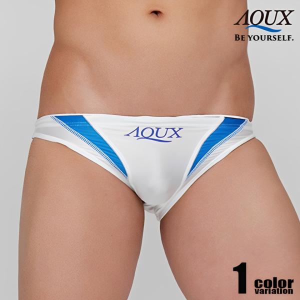 AQUX(アックス)競泳水着　ホワイト×ブラック×グレー　Vパン・競パン　S AQUX/アックス Club Ibiza 
