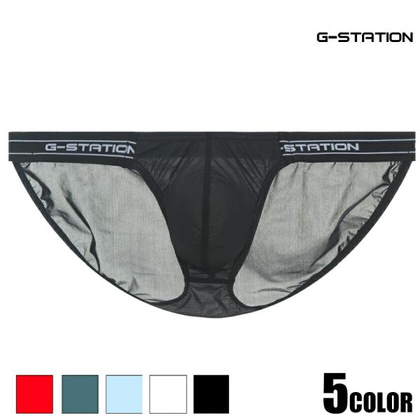 ビキニブリーフ G-Station ジーステーション　プレミアムチャイナ ロゴバンド ビキニ 透け フルバック シースルー ホワイトデー