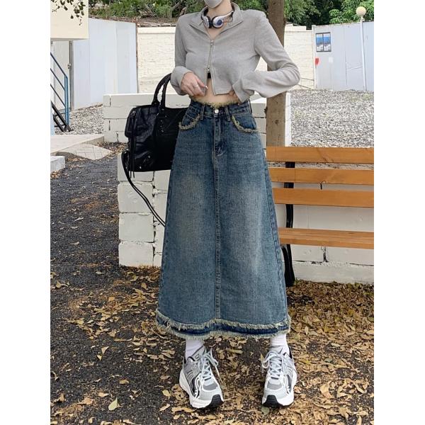 デニムスカート レディース 秋服 春秋 ロングスカート ミモレ丈 デニム