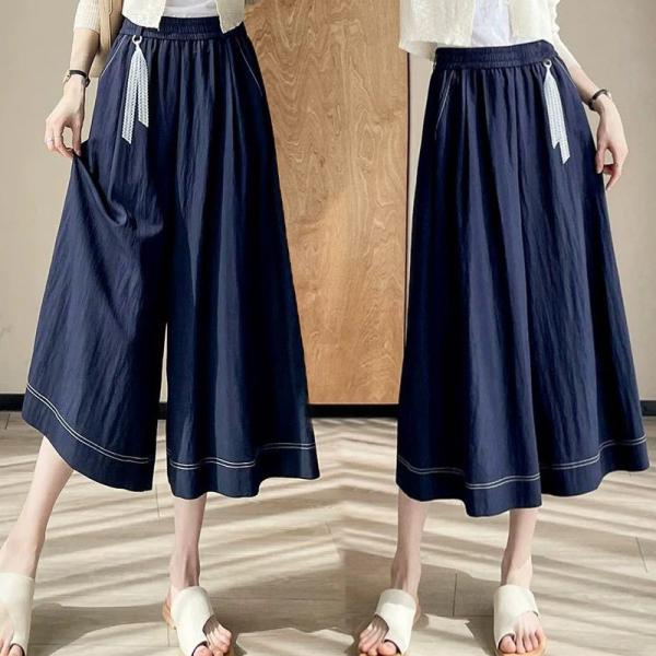 ガウチョパンツ レディース 夏服 スカーチョ ワイドパンツ ボトムズ パンツ ウエストゴム イージーパンツ ハイウエストパンツ 飾る 九分丈パンツ 八分丈 楽チン