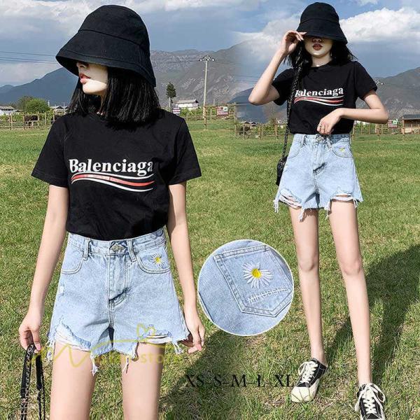 デニムパンツ ホットパンツ ショートパンツ ショートジーンズ ハイウエストパンツ ダメージパンツ 夏 薄手 レディース レディースファッション 刺繍 Yayl アジアンストア 通販 Yahoo ショッピング