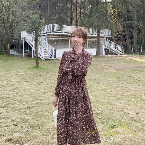 特価商品 レトロ柄 ハイウエストデザイン フレア袖ワンピース パープル その他ワンピース Www Azns Org