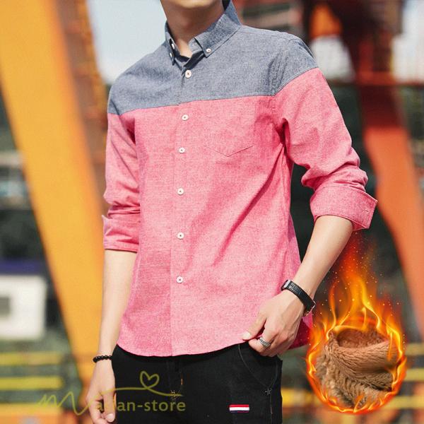 ボタンダウンシャツ 長袖シャツ 切り替え メンズシャツ カジュアル メンズトップス 裏起毛 防寒 保温 冬シャツ 暖か メンズ 着こなし 冬 新作 おしゃれ 人気 Ynzcs アジアンストア 通販 Yahoo ショッピング