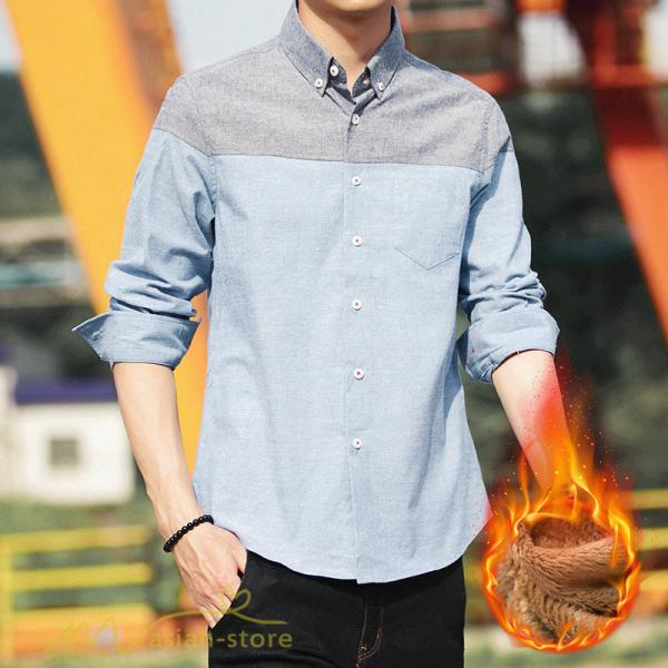 ボタンダウンシャツ 長袖シャツ 切り替え メンズシャツ カジュアル メンズトップス 裏起毛 防寒 保温 冬シャツ 暖か メンズ 着こなし 冬 新作 おしゃれ 人気 Ynzcs アジアンストア 通販 Yahoo ショッピング