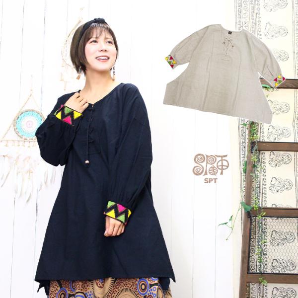 SPT トップス ワンピース レディース SPT三角刺繍袖 変形 SPT トップス ワンピース レディース SPT三角刺繍袖 変形