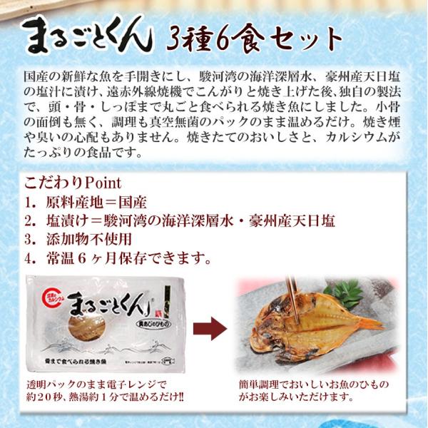 レトルト食品 まるごとくん 干物 3種6食セット 魚 真空パック 常温保存 