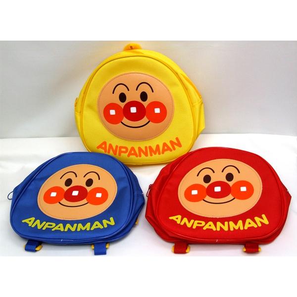 アンパンマン　ミニリュック　フェイスワッペン　カラー：黄、青、赤　サイズ：約20.5x21.5x10.5cm　材　質：本体　ナイロン１００％　肩ひも　ポリプロピレン１００％　ワッペン　合成皮革　生産国：日本製