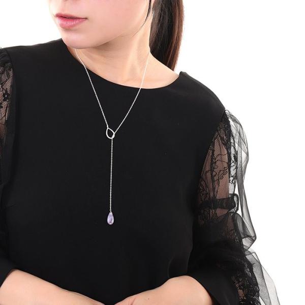 ネックレス レディース 希少石スコロライトドロップラリエット シルバー925 金属アレルギー対応ニッケルフリー アクセサリー ジュエリー Www Magarach Journal Ru