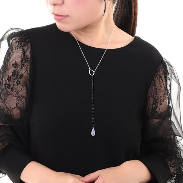 ネックレス レディース 希少石スコロライトドロップラリエット シルバー925 金属アレルギー対応ニッケルフリー アクセサリー ジュエリー Www Magarach Journal Ru