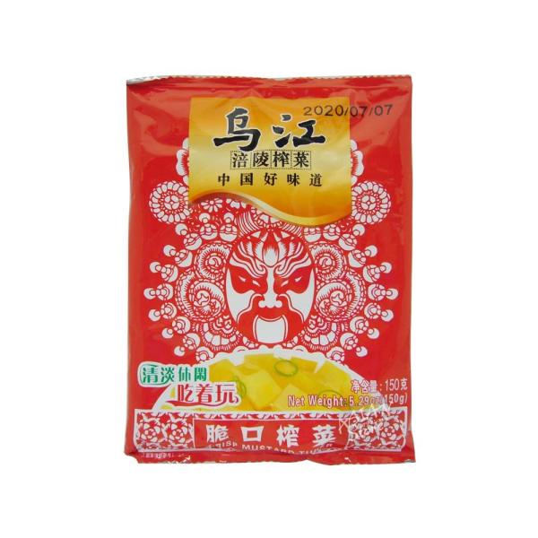 【商品名】重慶烏江クリスプザーサイ150g/重慶烏江搾菜150g【原材料】ザーサイ、食塩、白砂糖、赤唐辛子、菜種油、L-グルタミン酸ナトリウム、リンゴ酸、乳酸、スクラロース、クエン酸、クエン酸三ナトリウム、キサンタガム、香辛料【内容量】15...