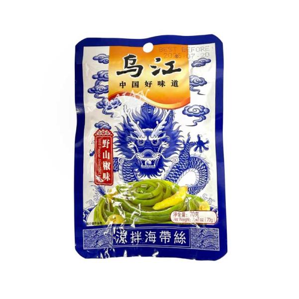 【商品名】烏江 山椒味の昆布和え/烏江 野山椒味涼拌海帯糸【原材料】昆布、赤唐辛子、食塩、菜種油、酵母エキス、白砂糖、香辛料/調味料（アミノ酸）、クエン酸、乳酸、甘味料（スクラロース）【内容量】70ｇ【賞味期限】商品画像記載の賞味期限と現物...