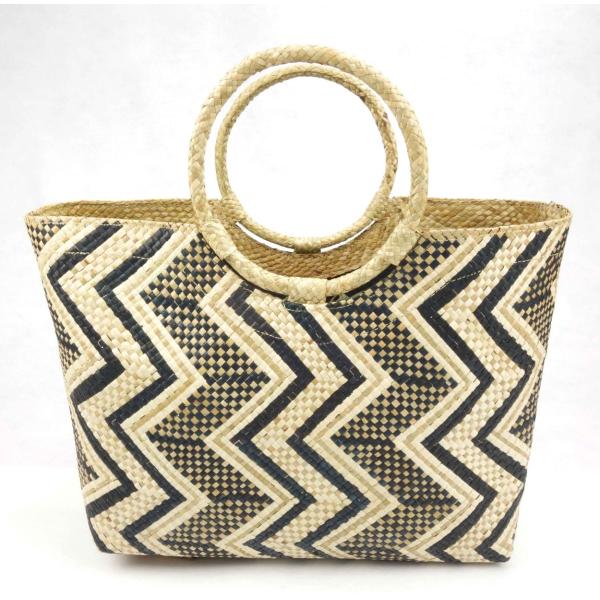 バニグ ハンドメイド トートバッグ 持ち手ラウンド ハンドバッグ banig bag アジア フィリピン デザイン14 M