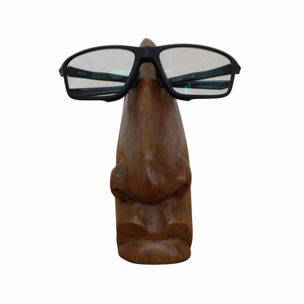 鼻の木彫りのメガネスタンド めがねスタンド 眼鏡スタンド めがねホルダー 眼鏡ホルダー 眼鏡置き メガネ置き アジアン雑貨 バリ雑貨 眼鏡掛け めがね掛け 鼻のオブジェ ディスプレイ 鼻の置物
