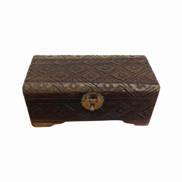 木製 木彫り ジュエリーボックス 小物入れ 木彫りのジュエリーボックス 20X9.5X8.5 木製 アンティーク調