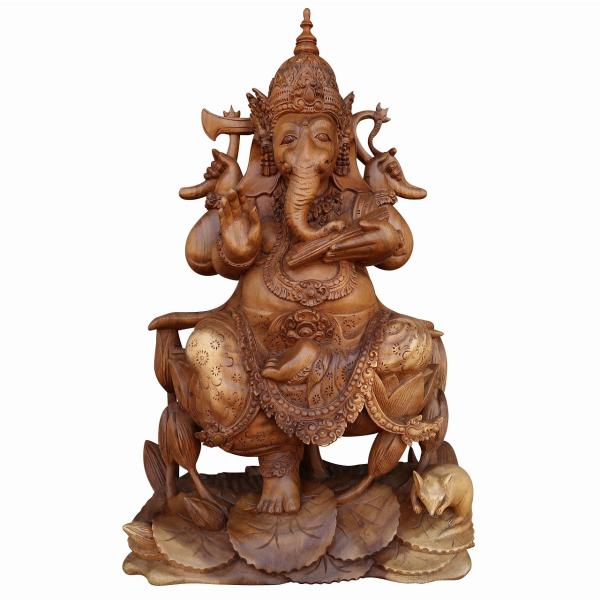ガネーシャ【夢を叶える神】木製彫刻置物23cm、迫力満点 ガネーシャ【夢を叶える神】木製彫刻置物23cm、迫力満点