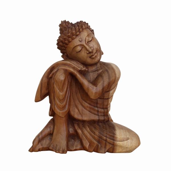 ミラクル起す魂入り仏！タイ国製　チーク木製　克明細工　縦14cmガーナ神と釈尊像 1-2W 極小仏 阿修羅[阿修羅像 仏像 木製 木彫り 柘植 ツゲ 高さ